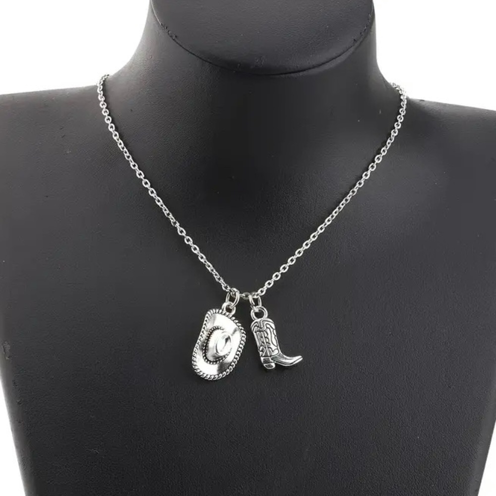 Cowgirl Necklace, cowboy hat, cowboy boot, minimalist, neutral, NWOT